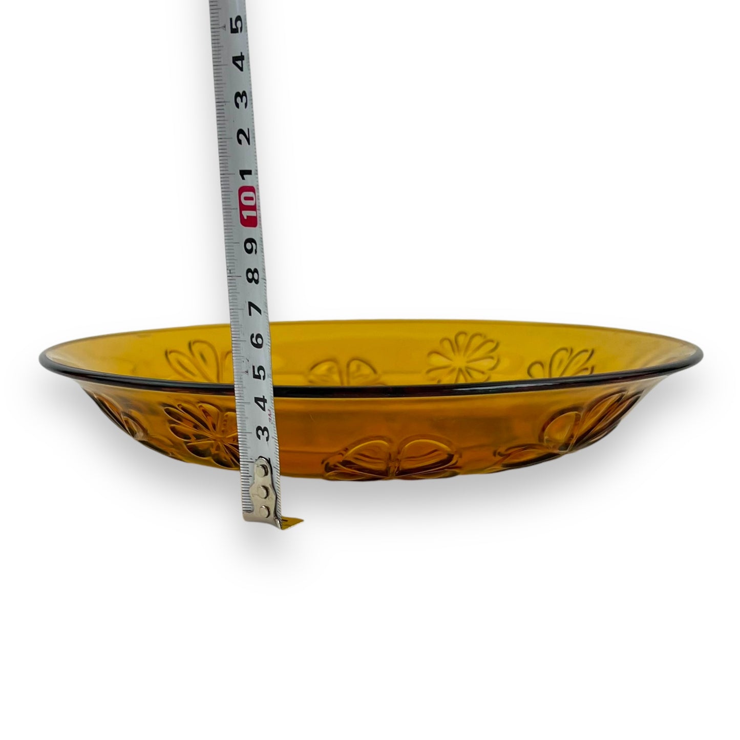 Vereco Amber Glass Flower Pattern Serving Bowl