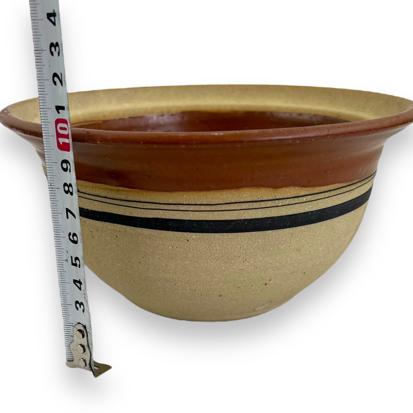 Brown Stripe Pottery Bowl with matching life triangle pattern