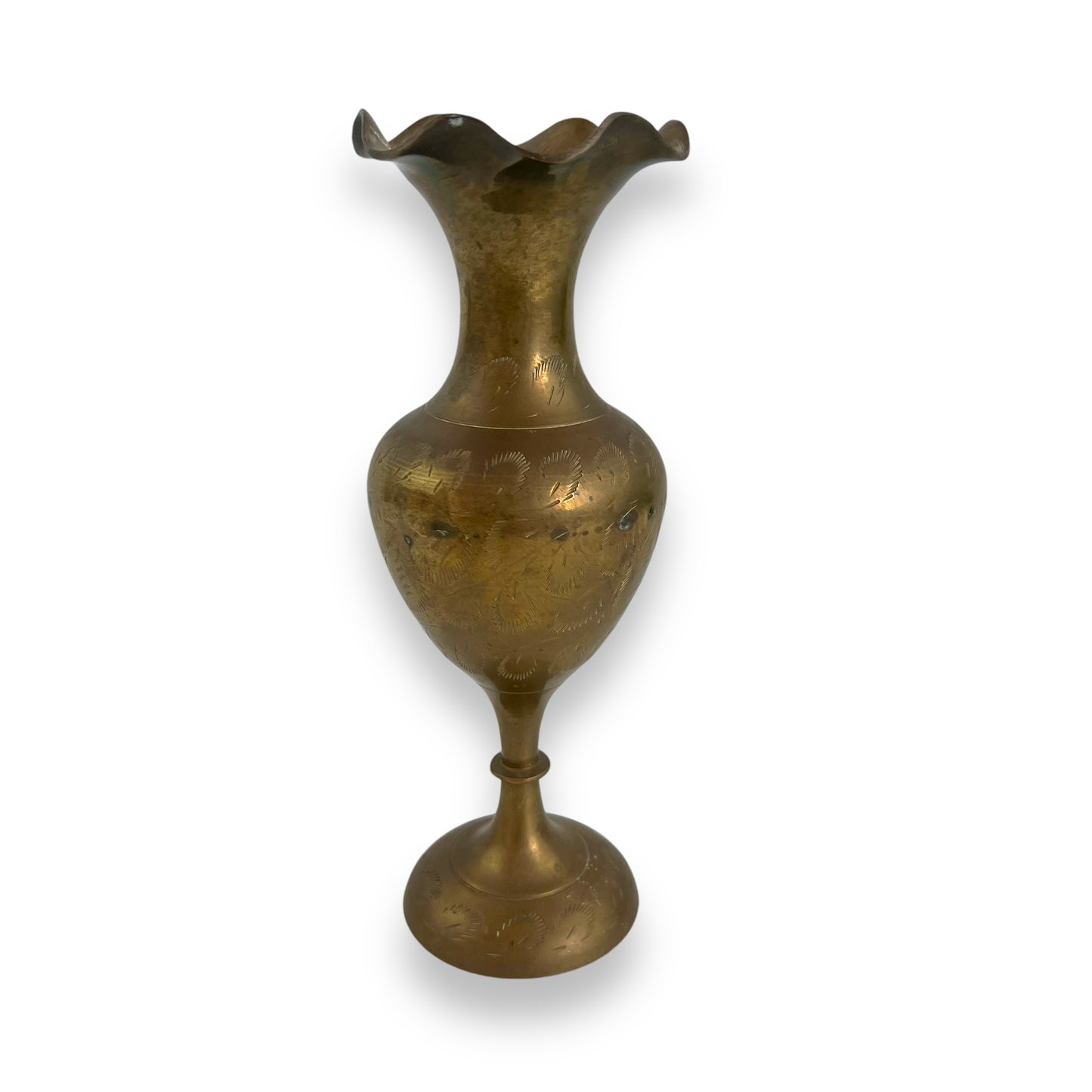 Brass vase with wavy edge rim