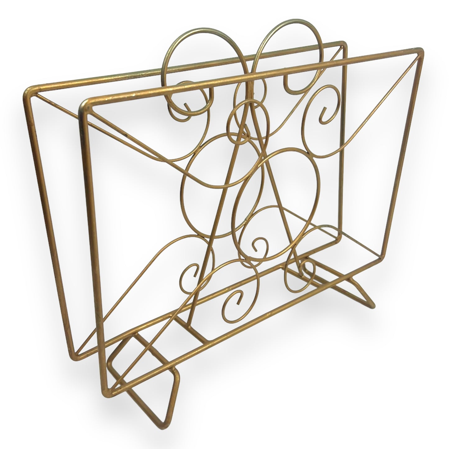 Vintage Gold swirl metal Magazine Rack