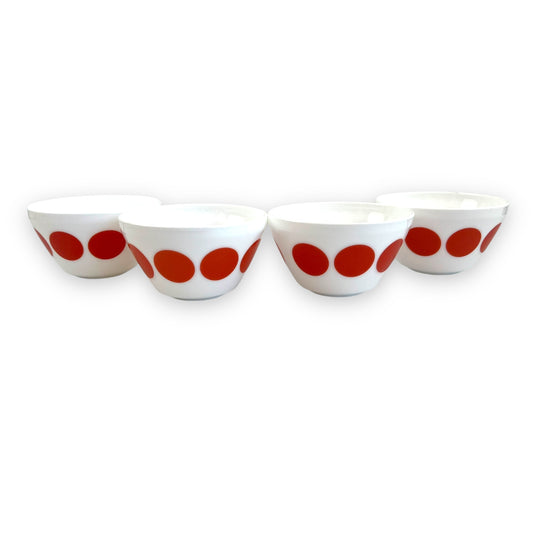 Red dot bowl set of 4