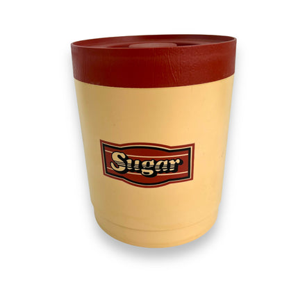 Beige & Maroon “Sugar” Plastic Canister by Willow Australia