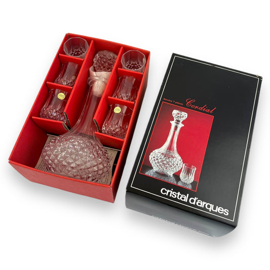 Cristal d’Arques Cordial 7-Piece Decanter & Glass Set - Original Box NEW UNUSED