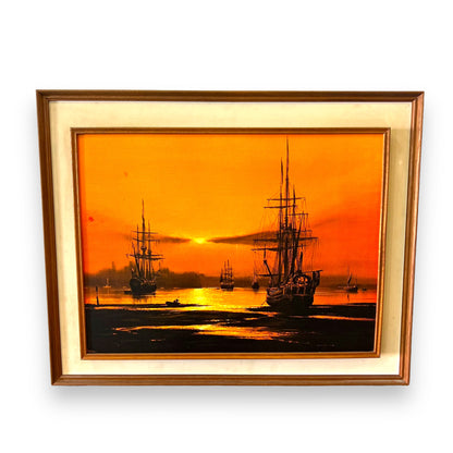 Orange Tall Ship Framed Art Print