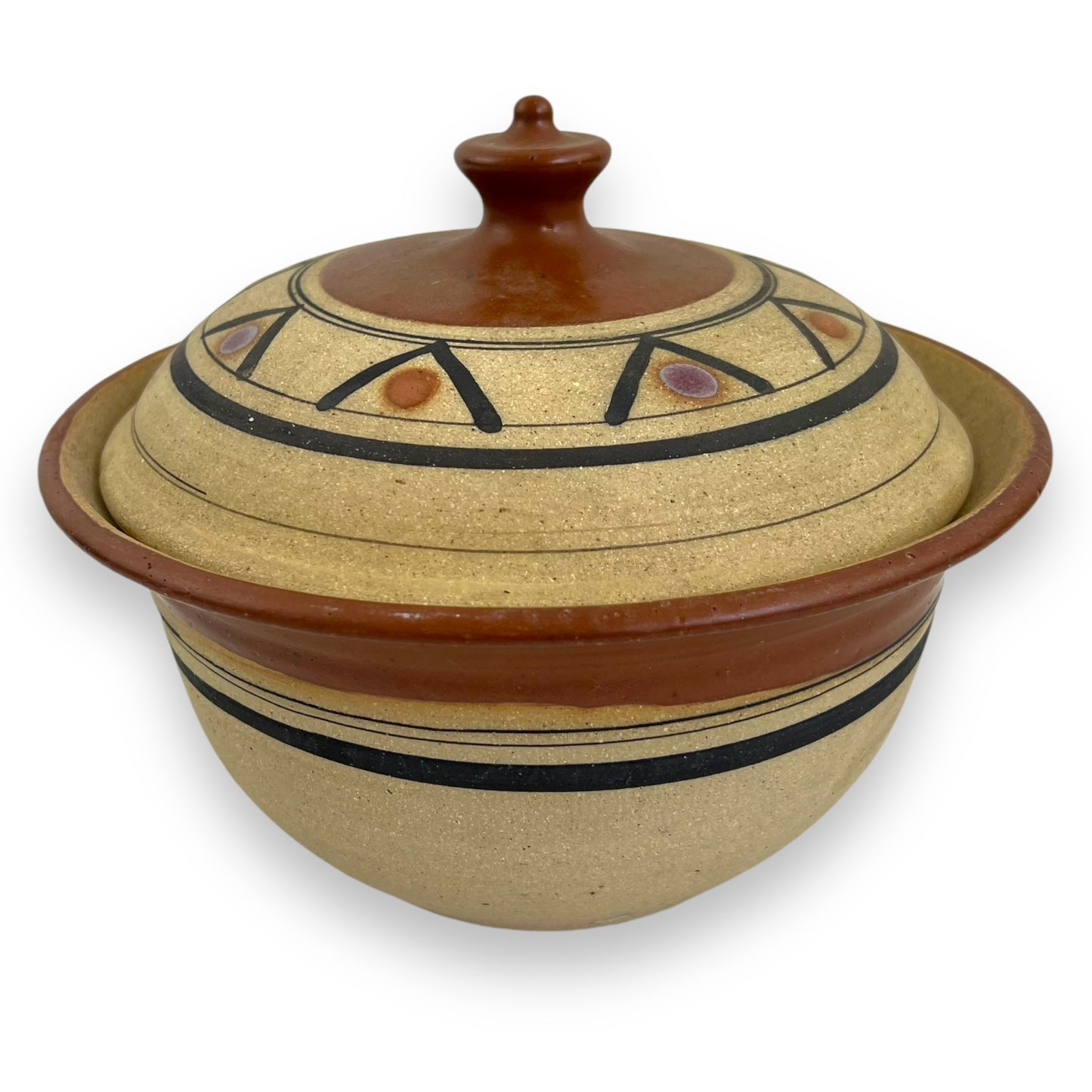 Brown Stripe Pottery Bowl with matching life triangle pattern