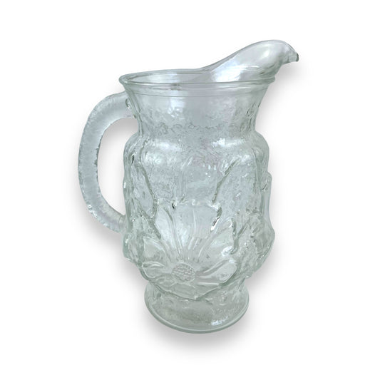 Anchor Hocking Rainflower Clear Pressed Glass Pitcher