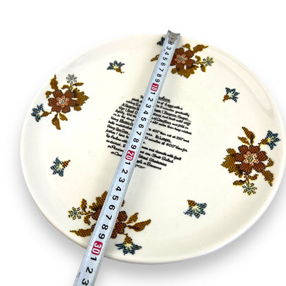 Cross-stitch floral  Pavlova Recipe Plate - Made in Japan