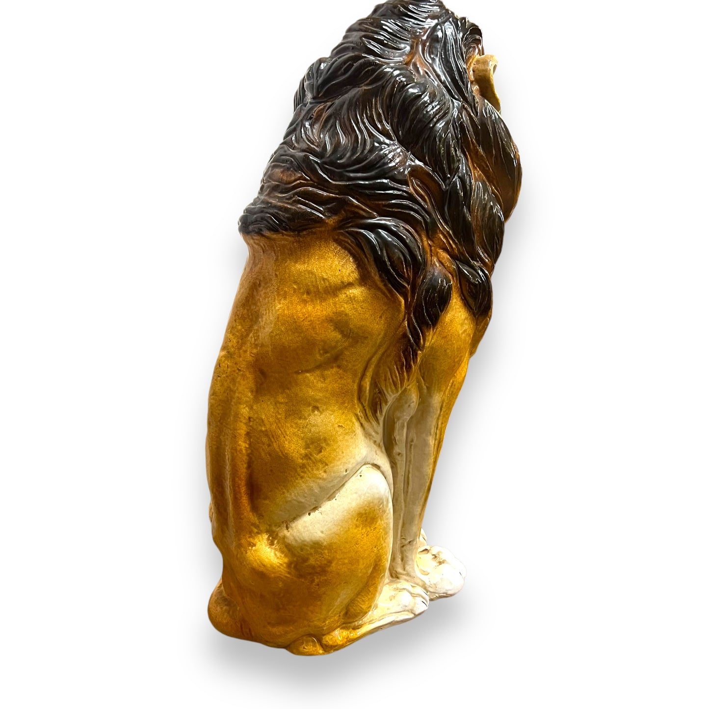 Italian Ceramic Sitting Lion Statue