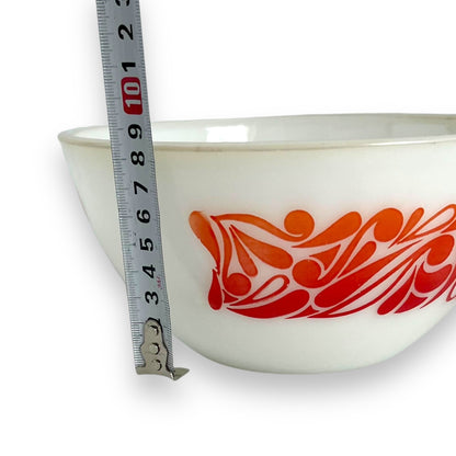 Pyrex Glass Large White Bowl Orange & Red Decal