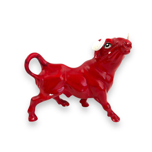 Red Ceramic Bull Figurine – Mid-Century Decorative Collectible