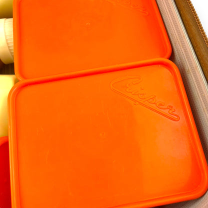 Orange Picnic Set on Brown Carry Case