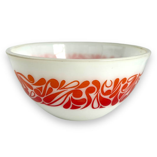 Pyrex Glass Large White Bowl Orange & Red Decal