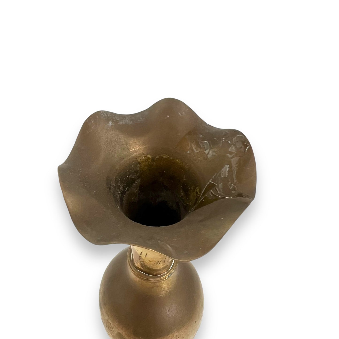 Brass vase with wavy top