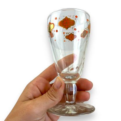 Orange & Gold Ornate Pattern Glass Set of 6