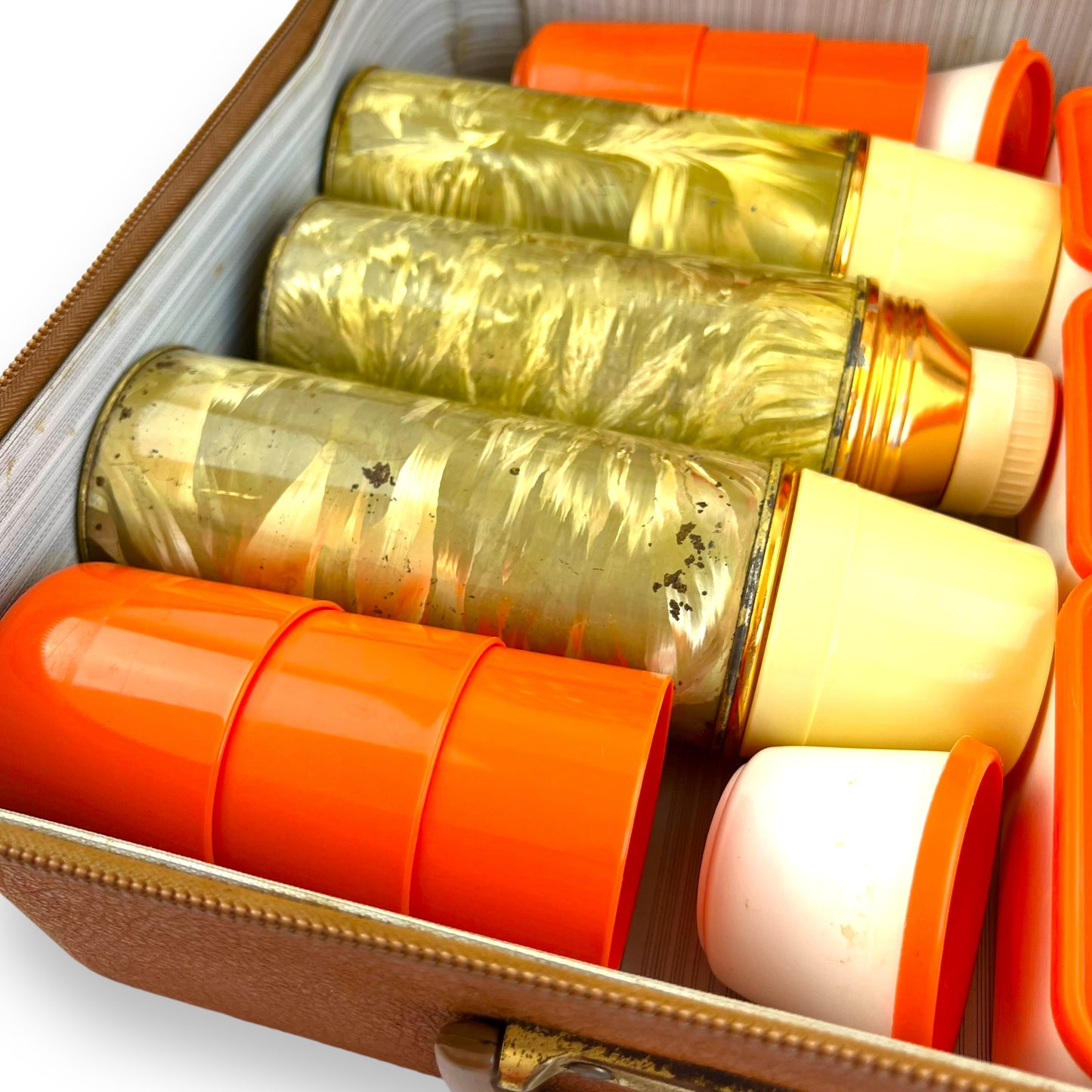 Orange Picnic Set on Brown Carry Case