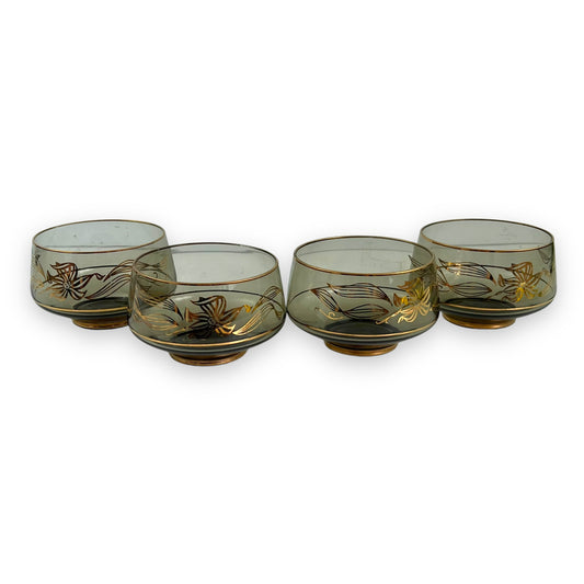 Bohemia Black & Gold Glass Dessert Bowl Set of 4