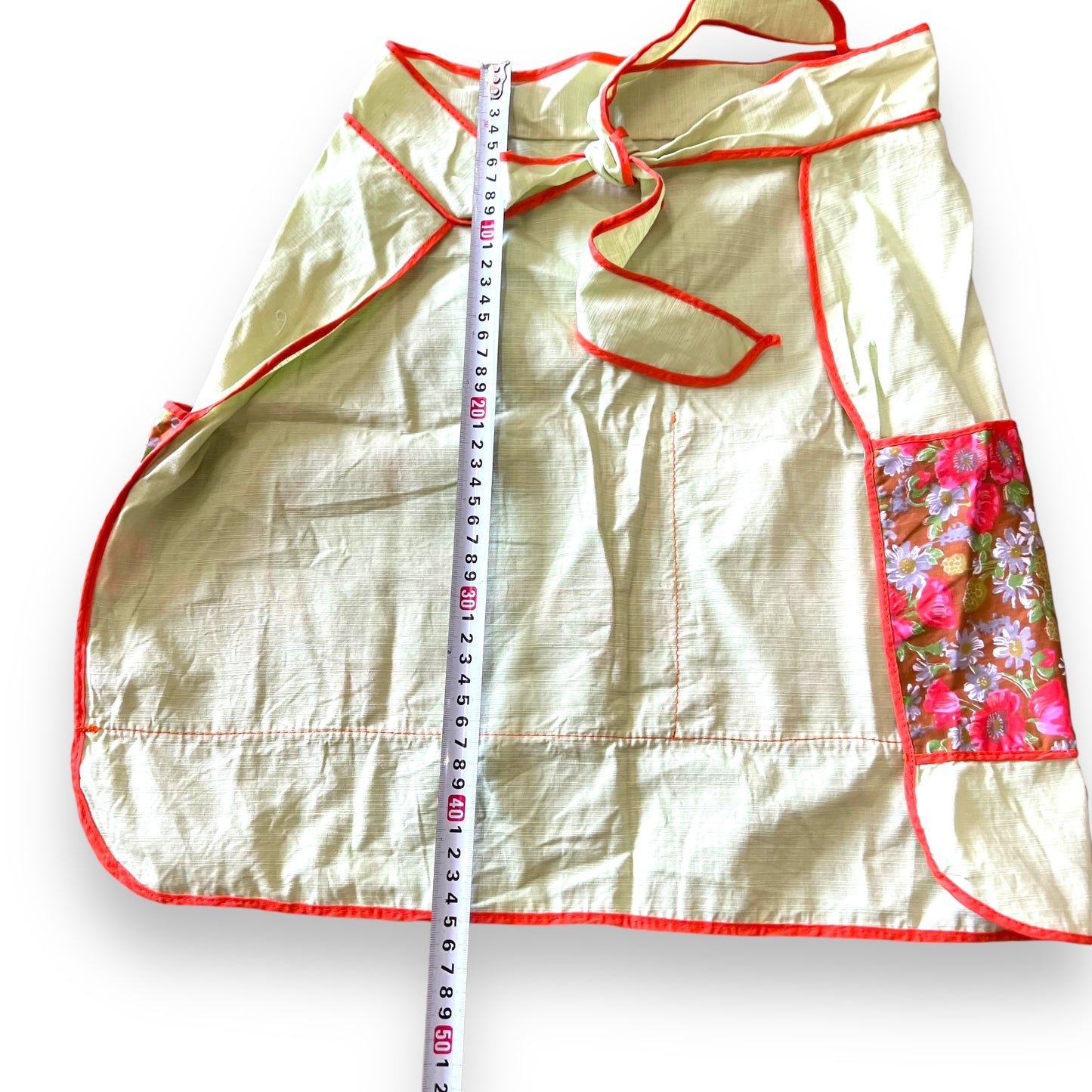 Retro flower patterned tie back half apron