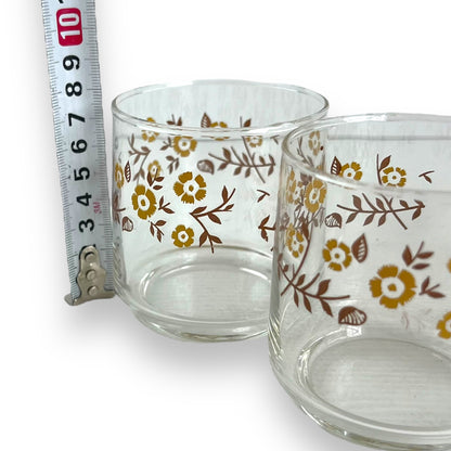 Brown flower drinking glass set of 4