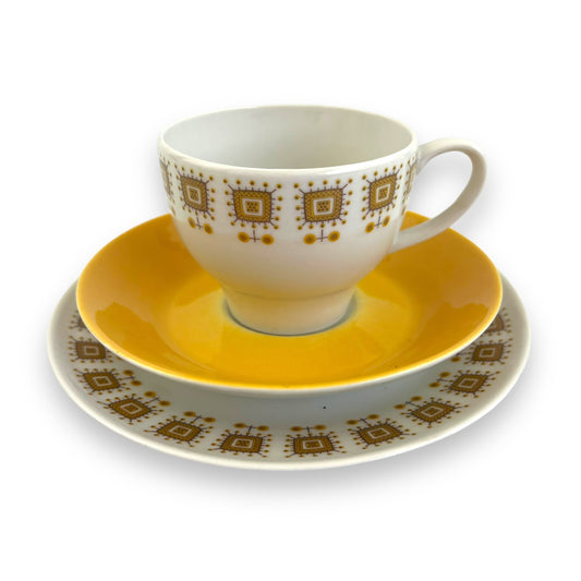 Constantia RSA Yellow Patterned Teacup Trio Set