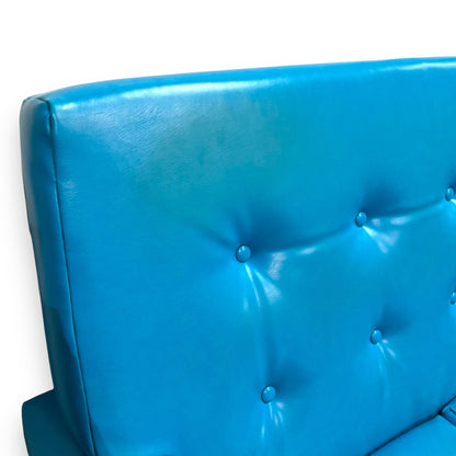 Retro Blue Vinyl Two Seater Lounge