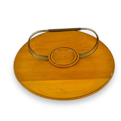 Vanikor Woodware Round Wood Serving Platter with Handle