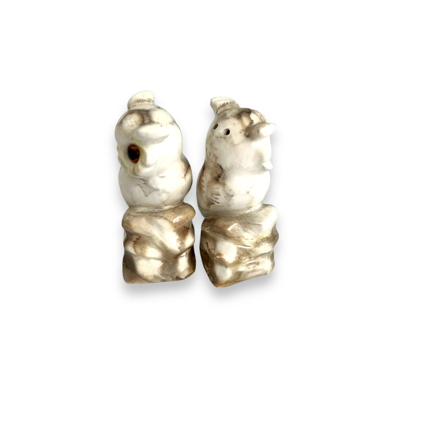 White & Grey Owl Salt & Pepper Shaker Set