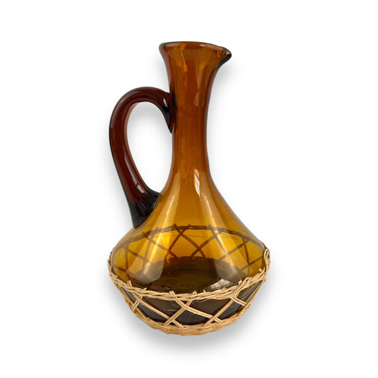 Amber glass Carafe with wicker base