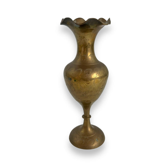 Brass vase with wavy edge rim