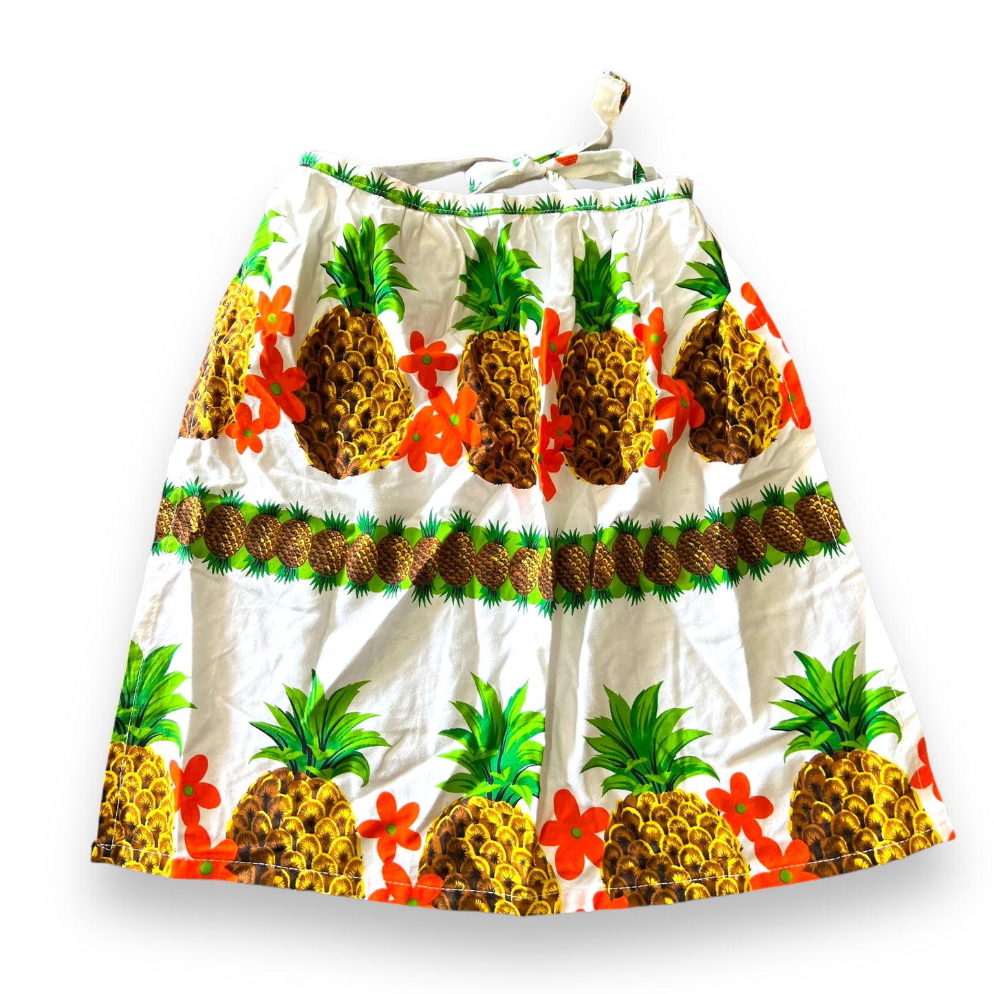 Retro pineapple patterned tie back half apron