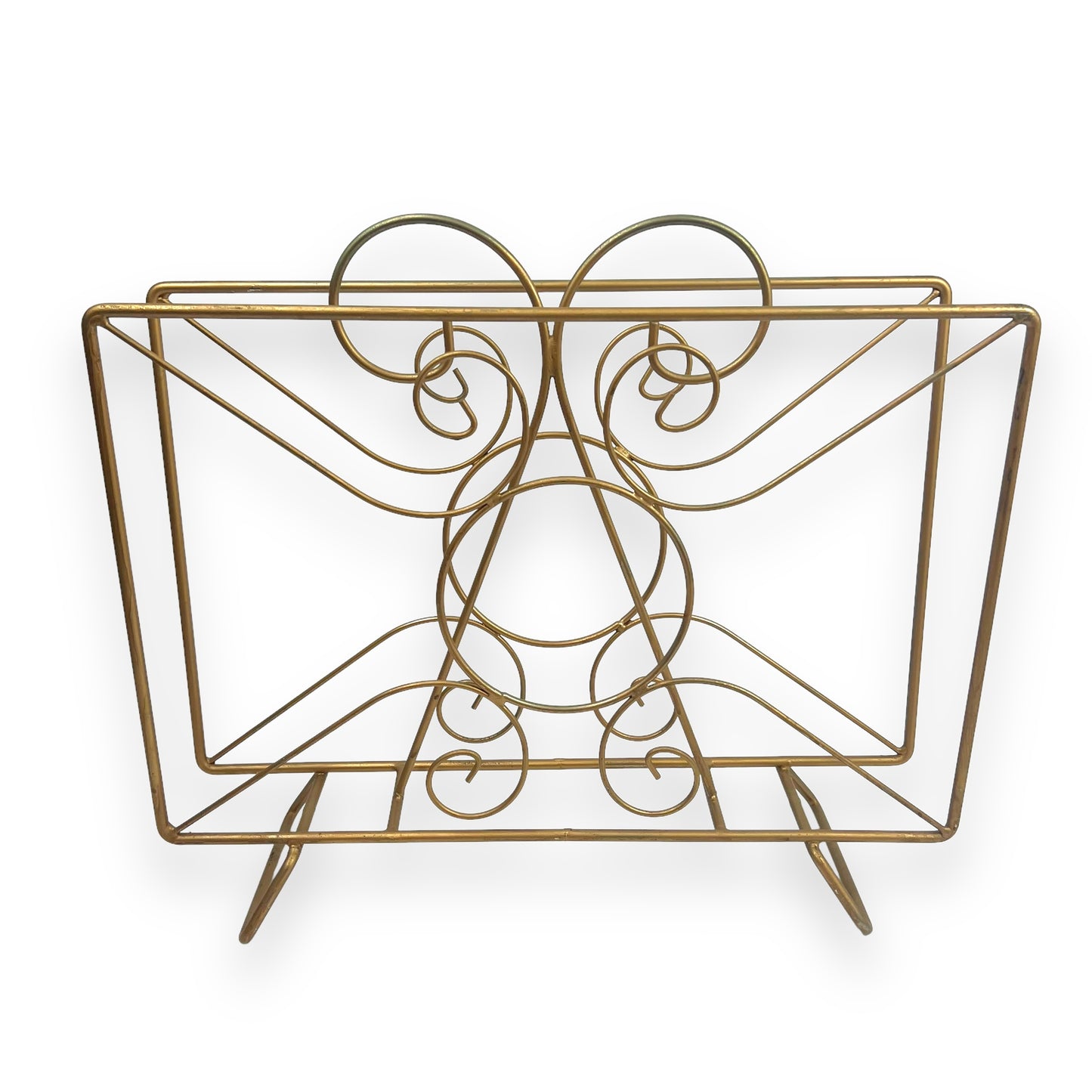 Vintage Gold swirl metal Magazine Rack