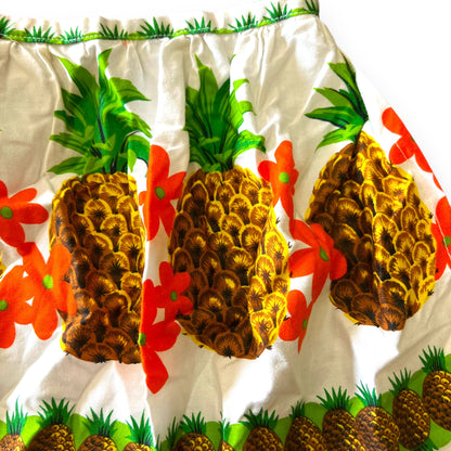 Retro pineapple patterned tie back half apron