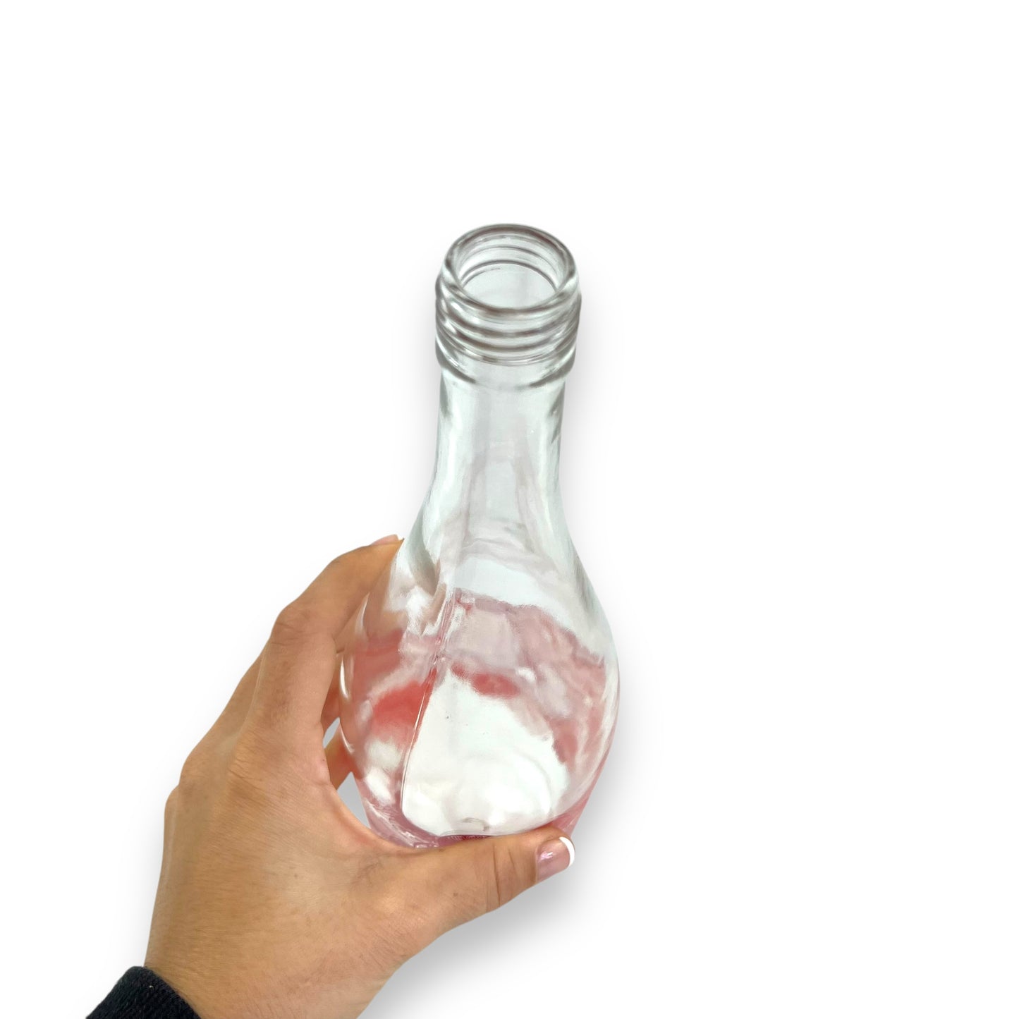 Red citrus pattern glass bottle