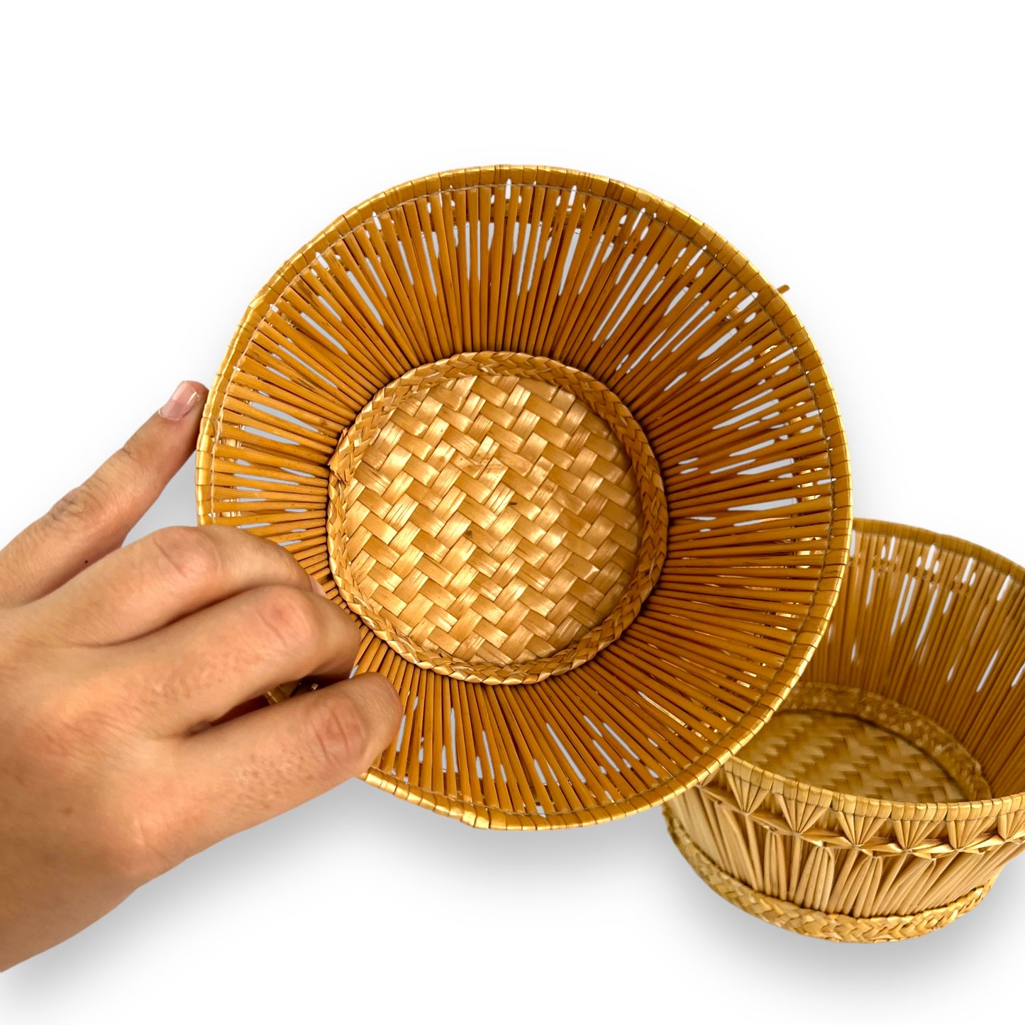 Wicker basket bowl set of 2