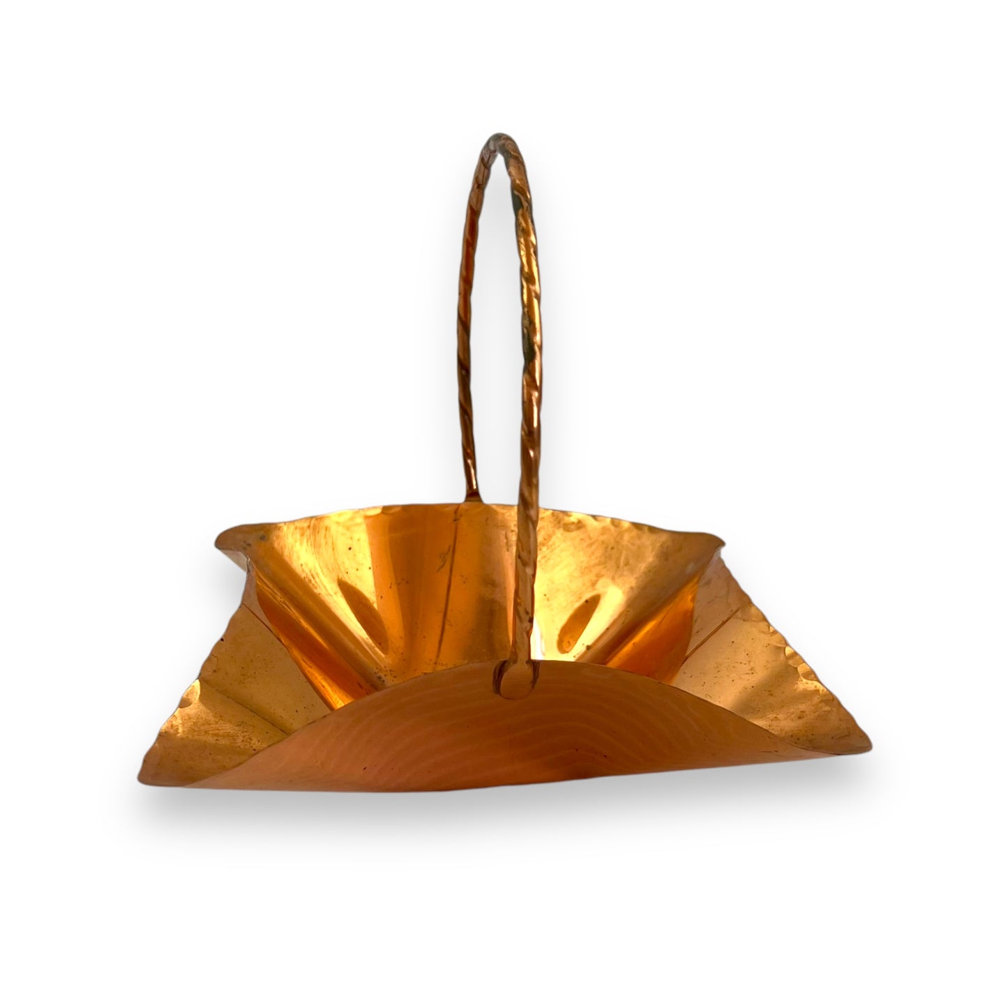 Small copper metal basket