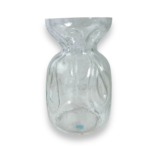 SEA Glasbruk Pop Art Clear Glass Vase – Kosta Sweden, Scrunched Pinched Sack Design