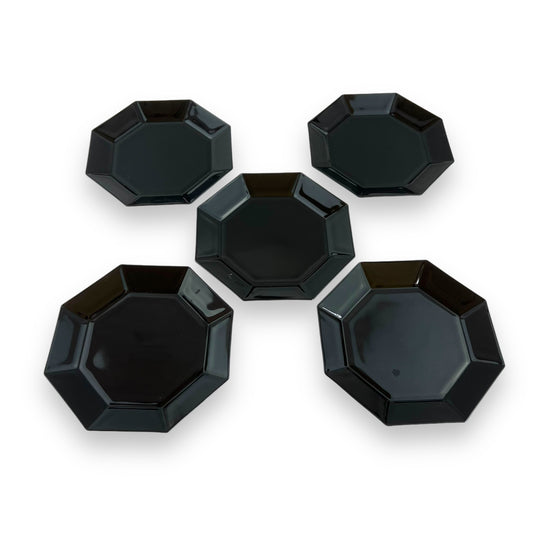 Black Arcoroc France Octagon Shape Plate Set of 5