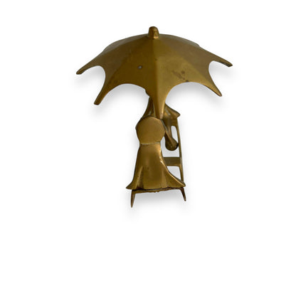 Brass Frogs on See- Saw with umbrella