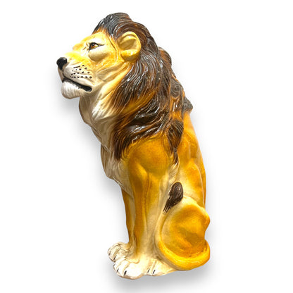 Italian Ceramic Sitting Lion Statue