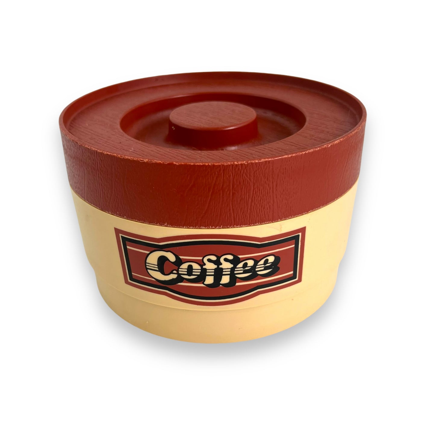 Beige & Maroon “Coffee” Plastic Canister by Willow Australia