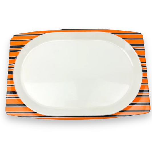 Bessemer Australia Orange and Black Stripe Plastic Plate - Vintage, 35x24cm