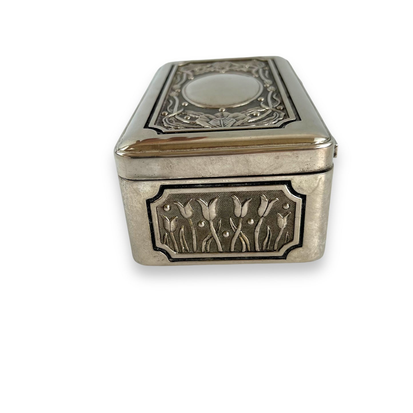 Silver Jewellery Box with blue lining