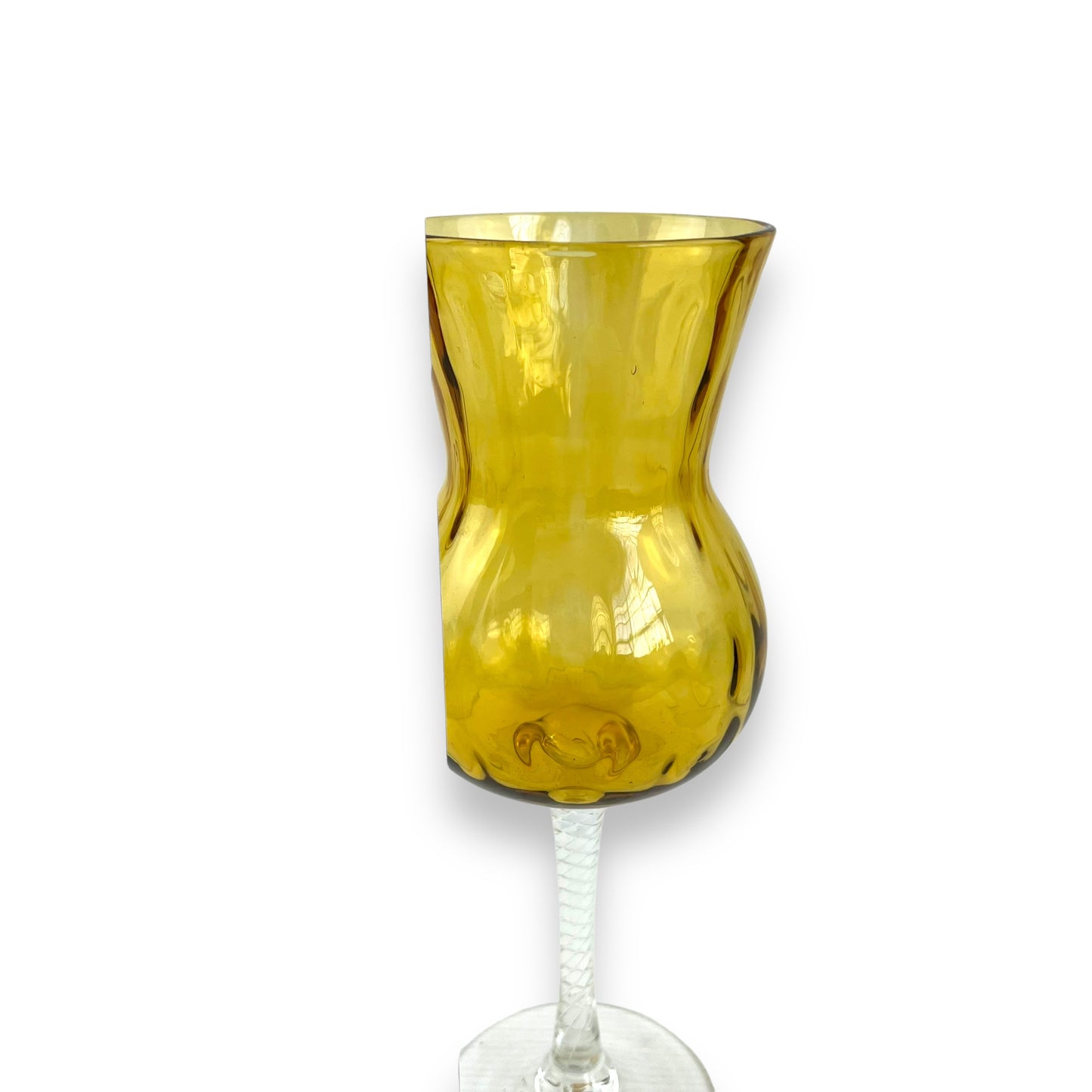 Italian Empoli Amber Glass Twisted Vase