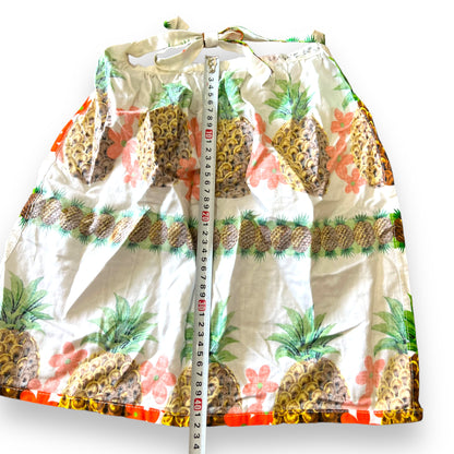 Retro pineapple patterned tie back half apron