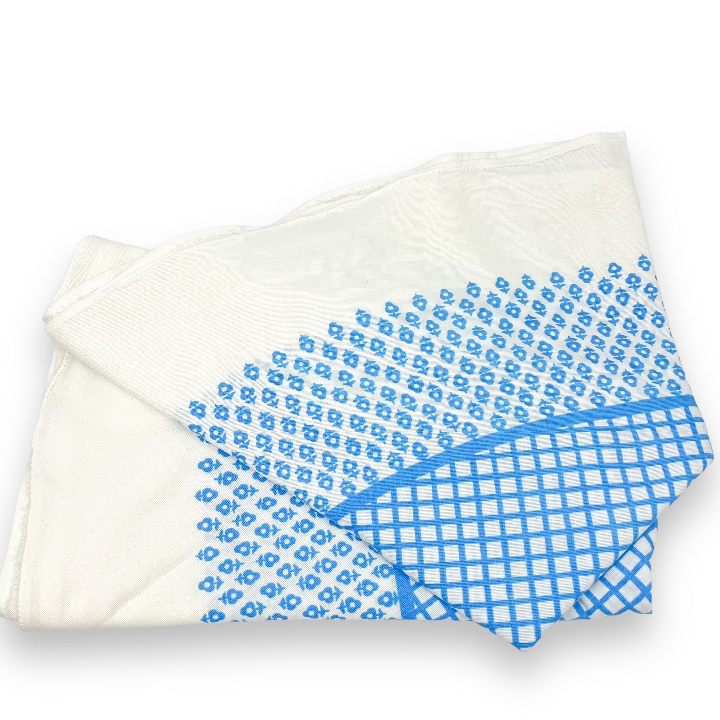 Blue and White Round check pattern tablecloth