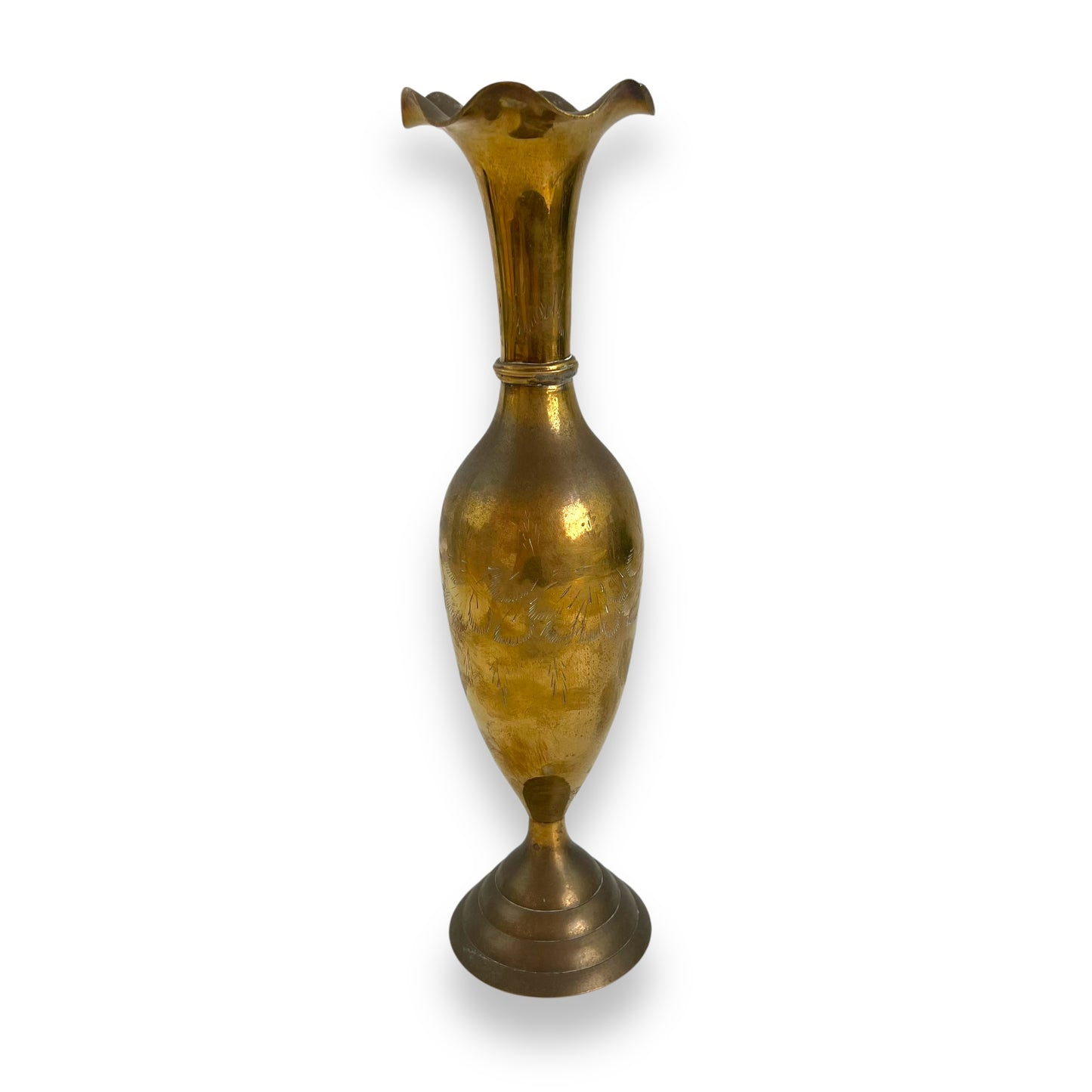 Brass vase with wavy top