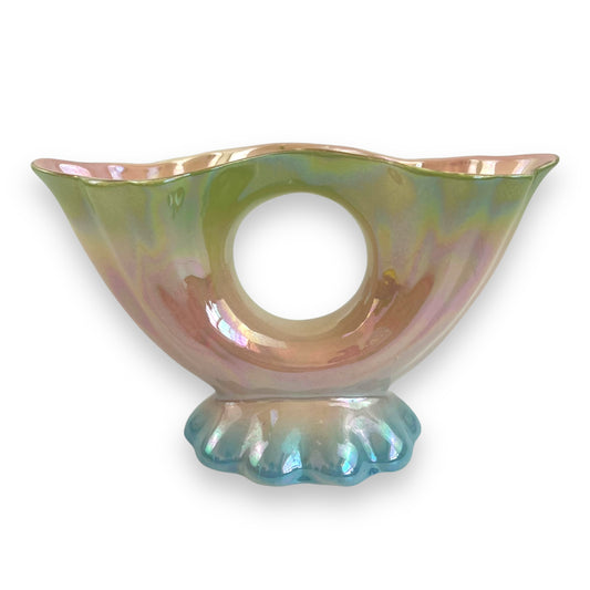 Lustreware Centerpiece Vase, Iridescent Pastel Ceramic