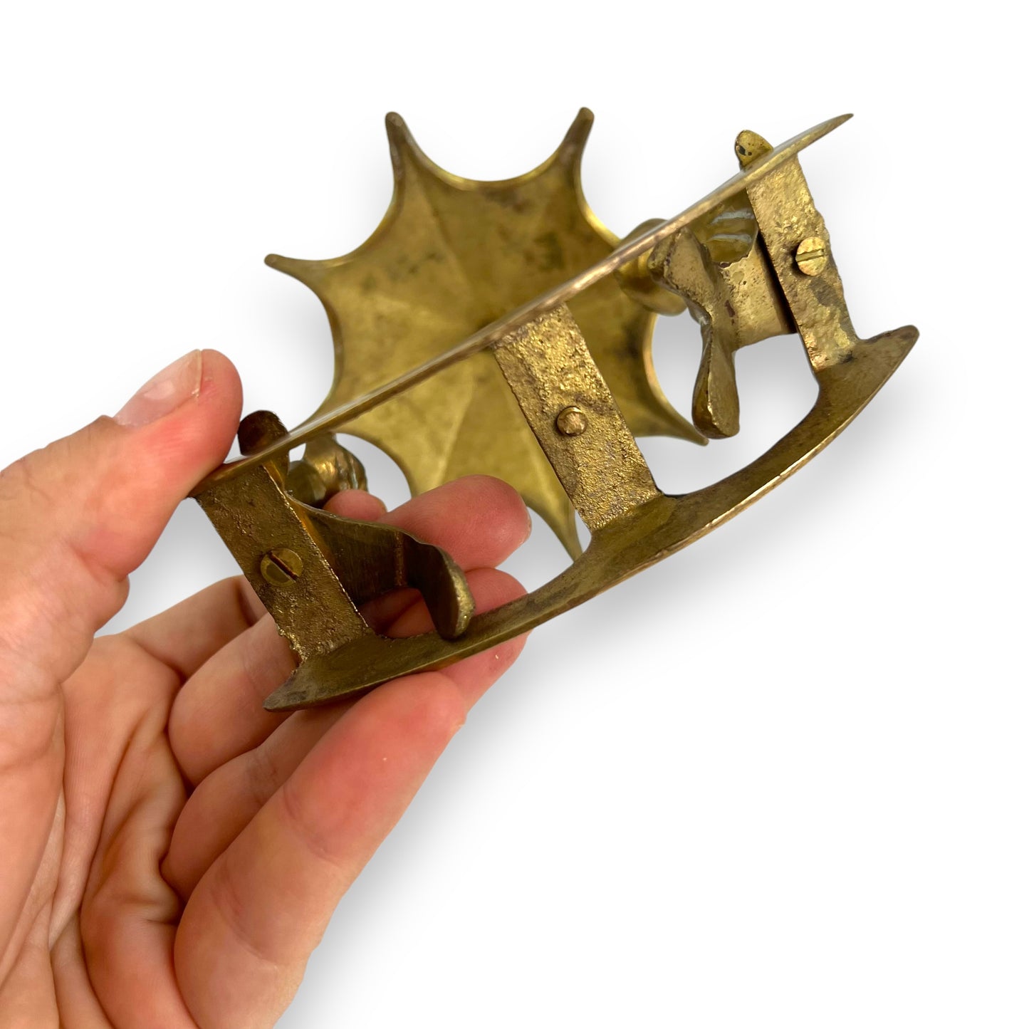 Brass Frogs on See- Saw with umbrella