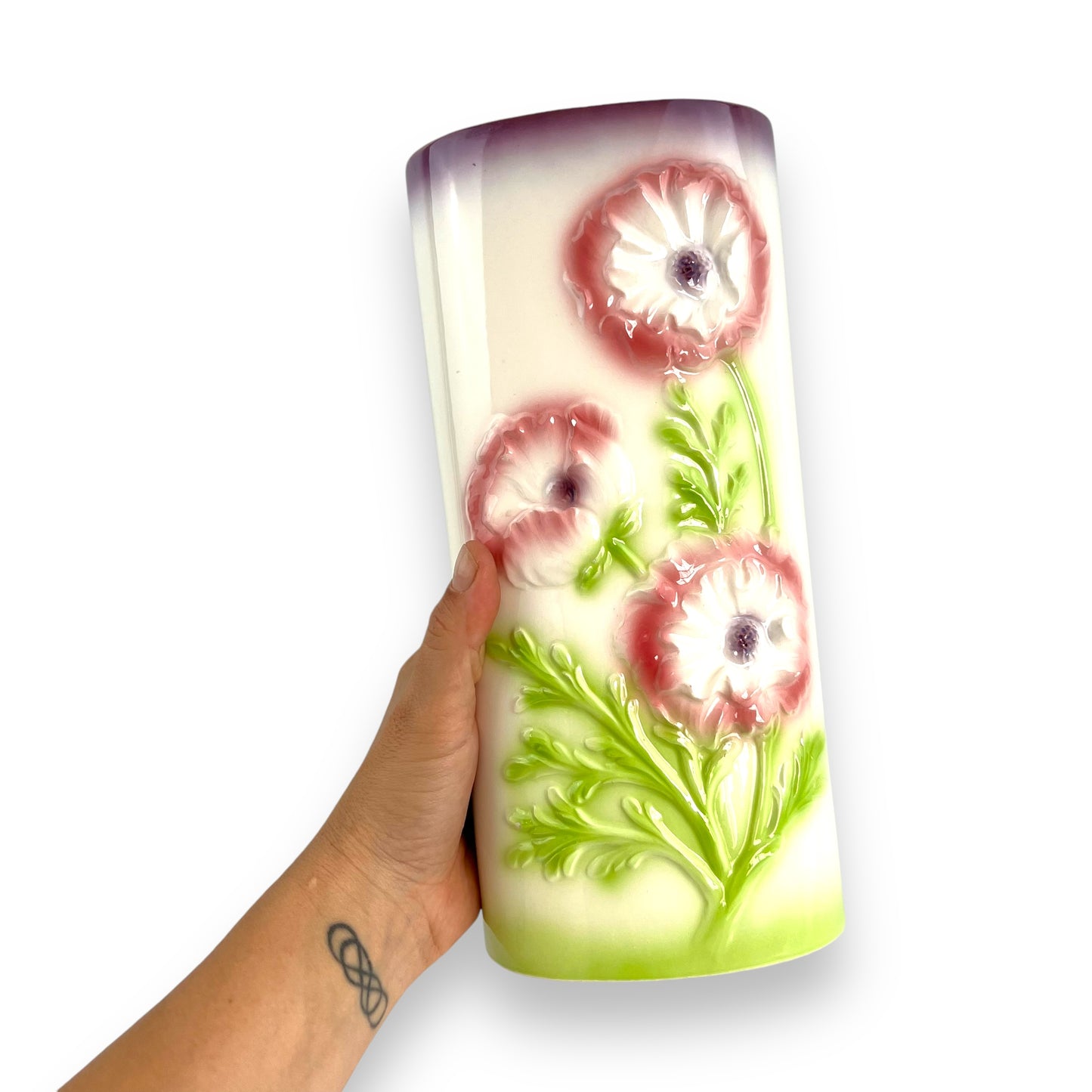 Pink, white, purple & green flower vase