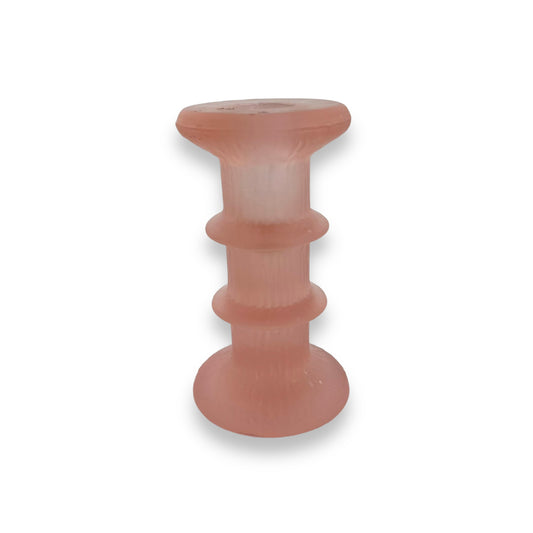 Pink Frosted Glass Candlestick Holder - Made in Sweden