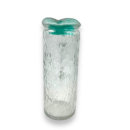 Clear Bark glass textured jug with green plastic lid